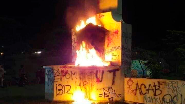 Monumento de Andrés López de Galarza volvió a ser atacado por vándalos