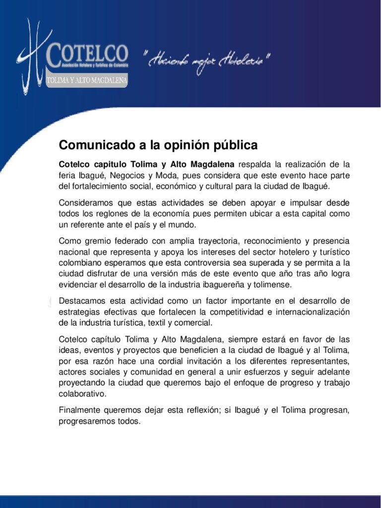 Hoteleros dicen apoyar la feria ‘Ibagué, Maquila y Moda’, pero no les pagan desde hace un año Hoteleros dicen apoyar la feria ‘Ibagué, Maquila y Moda’, pero no les pagan desde hace un año
