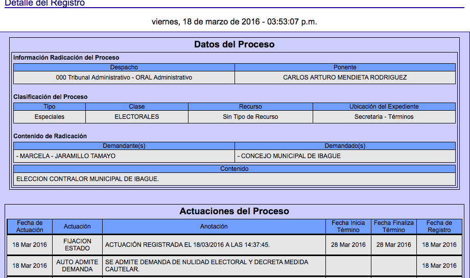Tribunal Administrativo del Tolima suspende elección del Contralor de Ibagué