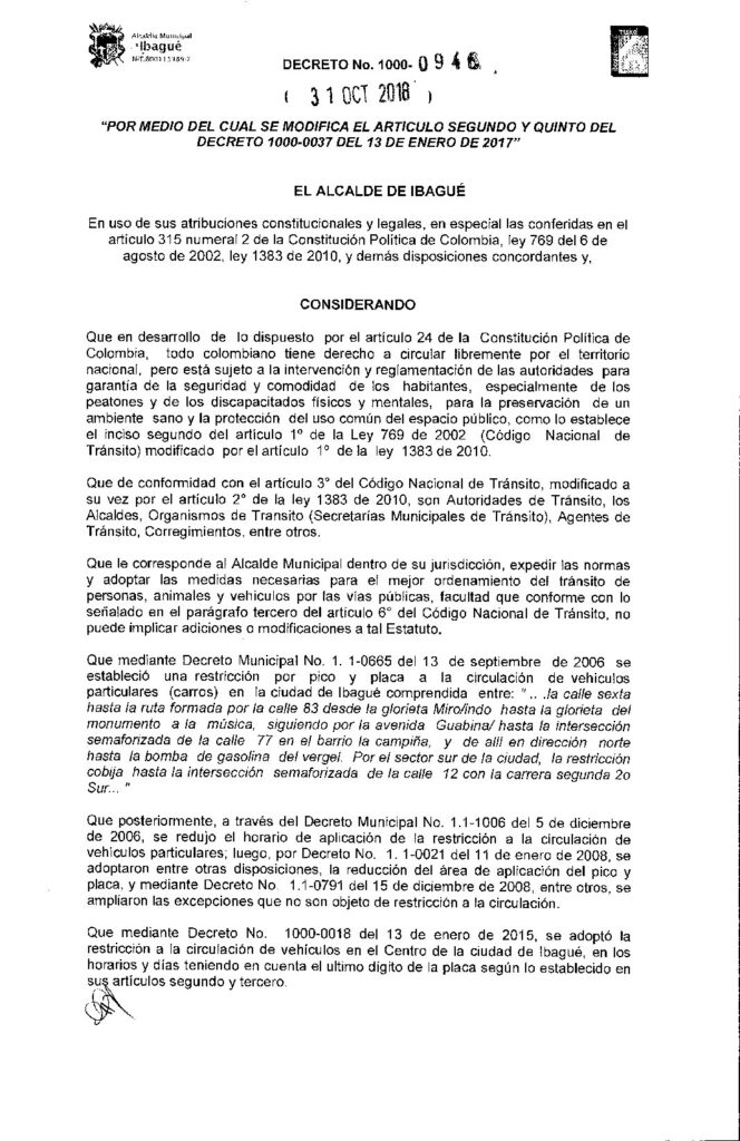 Atención: conozca el nuevo horario del ‘pico y placa’ para vehículos particulares en Ibagué Atención: conozca el nuevo horario del ‘pico y placa’ para vehículos particulares en Ibagué