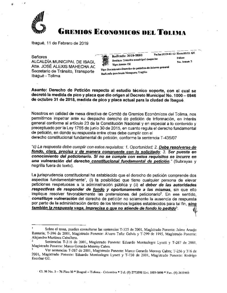 Gremios piden información a la Alcaldía para comprobar que ‘pico y placa’ al mediodía «no es un capricho» Gremios piden información a la Alcaldía para comprobar que ‘pico y placa’ al mediodía «no es un capricho»