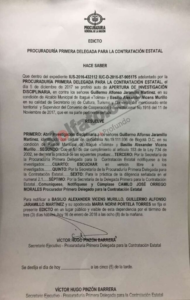 Procuraduría abre investigación en contra del alcalde Jaramillo por el alumbrado navideño de 2016 Procuraduría abre investigación en contra del alcalde Jaramillo por el alumbrado navideño de 2016