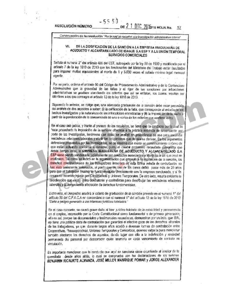 Millonaria sanción al IBAL por cortes del servicio de acueducto Millonaria sanción al IBAL por cortes del servicio de acueducto