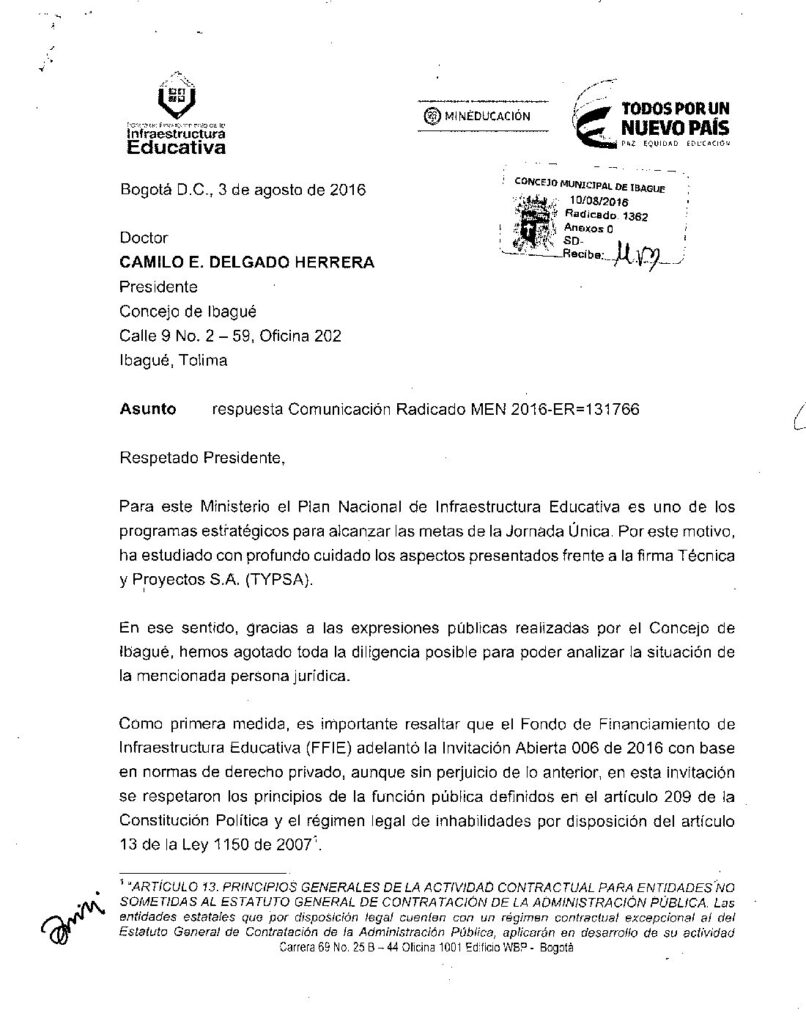 ¡El colmo! Typsa regresa al Tolima gracias a millonario contrato que le otorgó el MinEducación ¡El colmo! Typsa regresa al Tolima gracias a millonario contrato que le otorgó el MinEducación