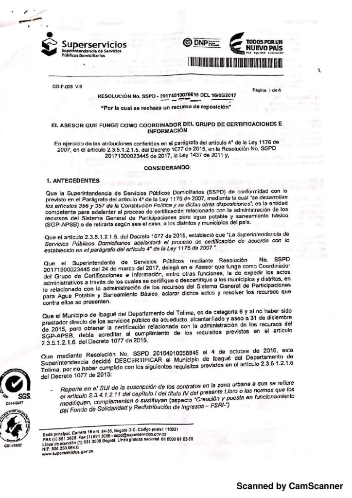 Dura sanción impuso la Superservicios a Ibagué por negligencia administrativa