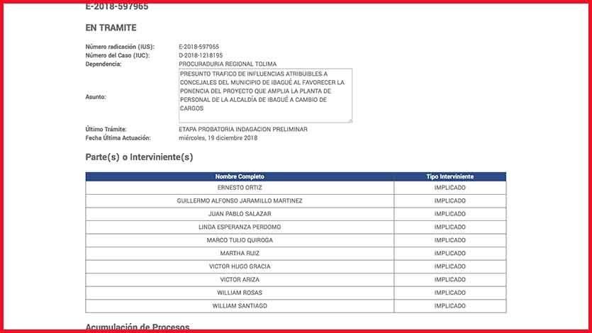 Procuraduría indaga presunto tráfico de influencias en el Concejo de Ibagué para favorecer al alcalde Jaramillo Procuraduría indaga presunto tráfico de influencias en el Concejo de Ibagué para favorecer al alcalde Jaramillo