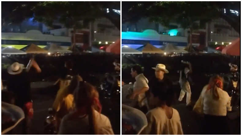 Captaron a sujetos arrojando botellas hacia una multitud en plena carrera Quinta de Ibagué Captaron a sujetos arrojando botellas hacia una multitud en plena carrera Quinta de Ibagué