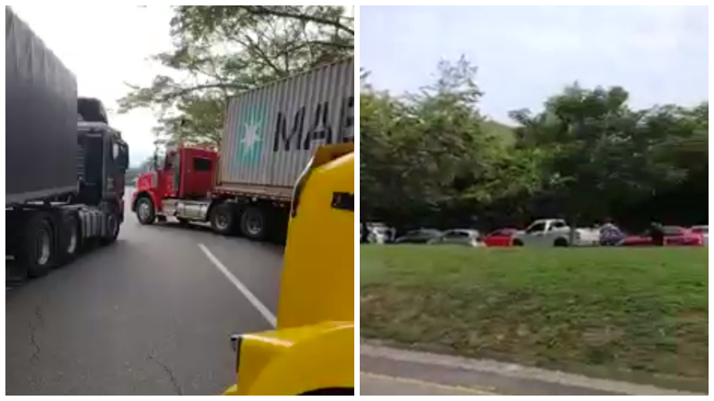 Conductores de tractomula bloquearon vía Melgar – Girardot y generaron grave congestión vehicular