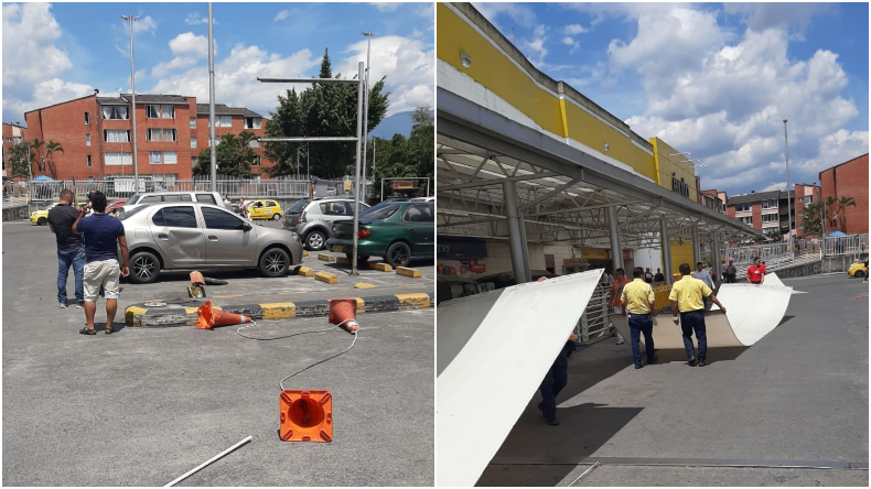 Techo del Éxito de la 80 se desplomó y generó afectaciones en algunos vehículos Techo del Éxito de la 80 se desplomó y generó afectaciones en algunos vehículos