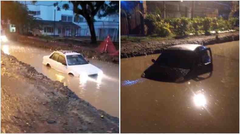 Vehículos quedaron atrapados en una vía inundada de El Totumo Vehículos quedaron atrapados en una vía inundada de El Totumo