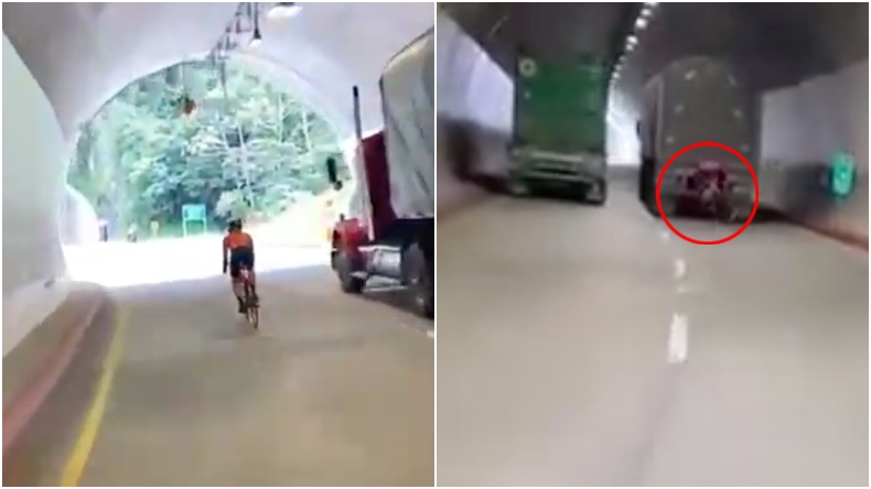 Violento choque de un ciclista contra una tractomula cuando descendía del Alto de La Línea Violento choque de un ciclista contra una tractomula cuando descendía del Alto de La Línea