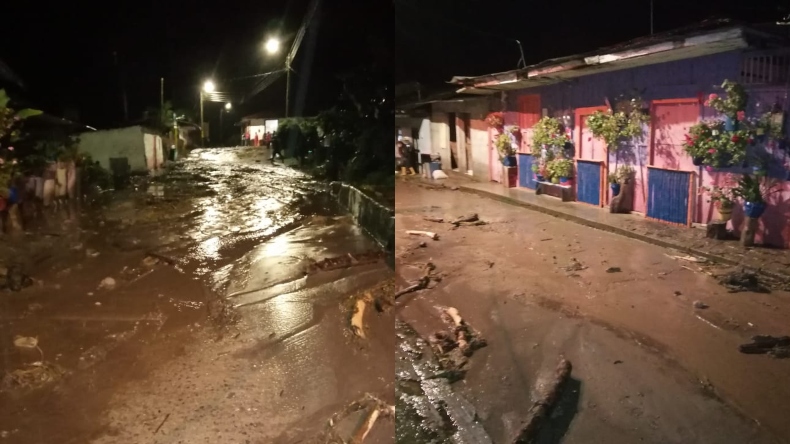Por fuertes lluvias se desbordó la quebrada El Silencio en el corregimiento de Toche Por fuertes lluvias se desbordó la quebrada El Silencio en el corregimiento de Toche