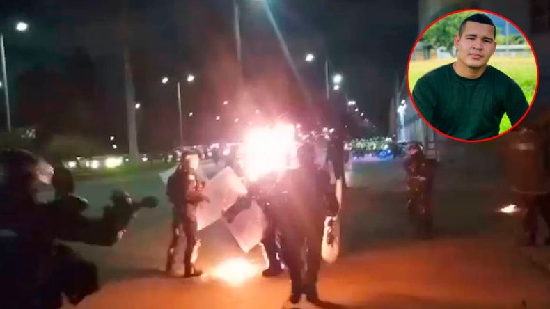 Policía tolimense fue atacado en la cara con una bomba durante disturbios en Bogotá Policía tolimense fue atacado en la cara con una bomba durante disturbios en Bogotá