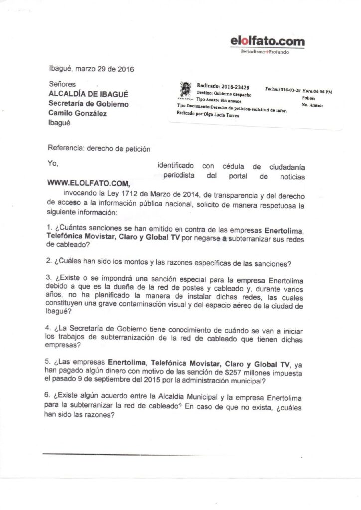 Por no entregar información pública, investigan dos secretarías de la administración de Jaramillo Por no entregar información pública, investigan dos secretarías de la administración de Jaramillo