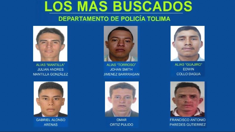 Autoridades revelaron a los más buscados en el Tolima Autoridades revelaron a los más buscados en el Tolima