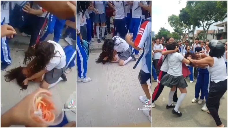 Dos niñas protagonizaron fuerte riña a las afueras del colegio Alfonso Palacio Rudas en Ibagué Dos niñas protagonizaron fuerte riña a las afueras del colegio Alfonso Palacio Rudas en Ibagué