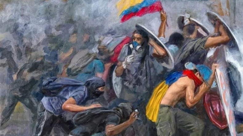 Primera Línea: la obra del maestro ibaguereño Darío Ortiz que recrea el paro nacional Primera Línea: la obra del maestro ibaguereño Darío Ortiz que recrea el paro nacional