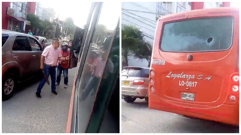 Intolerancia vial en Ibagué: pelea entre motociclista y conductor de bus acabó con vidrios rotos Intolerancia vial en Ibagué: pelea entre motociclista y conductor de bus acabó con vidrios rotos