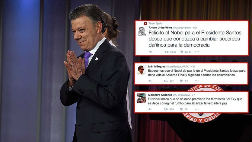 Así se vivió en redes sociales la noticia del premio Nobel de Paz para Juan Manuel Santos Así se vivió en redes sociales la noticia del premio Nobel de Paz para Juan Manuel Santos