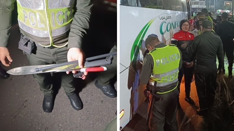 Hinchas del Santa Fe intentaron entrar armas al estadio de Ibagué Hinchas del Santa Fe intentaron entrar armas al estadio de Ibagué