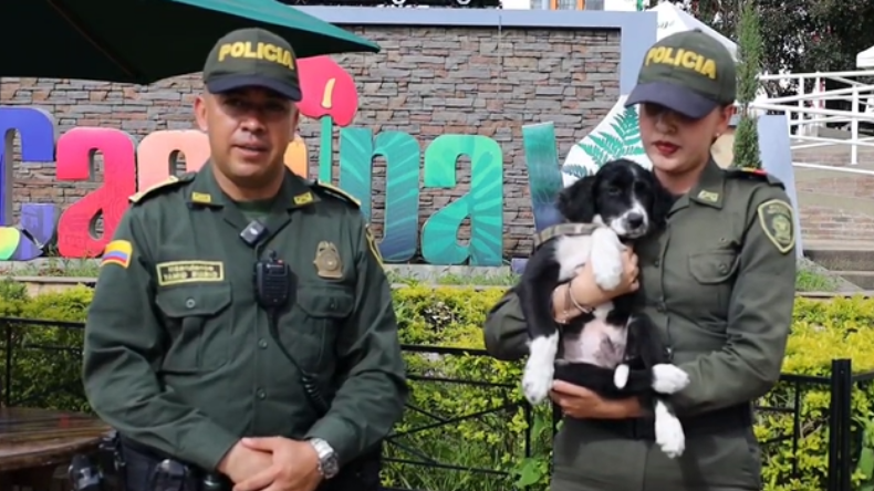Policías rescatan a cachorro abandonado y lo adoptan Policías rescatan a cachorro abandonado y lo adoptan
