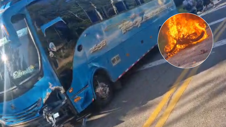 Dos heridos de gravedad tras choque entre moto y un bus en la vía Girardot – Tocaima