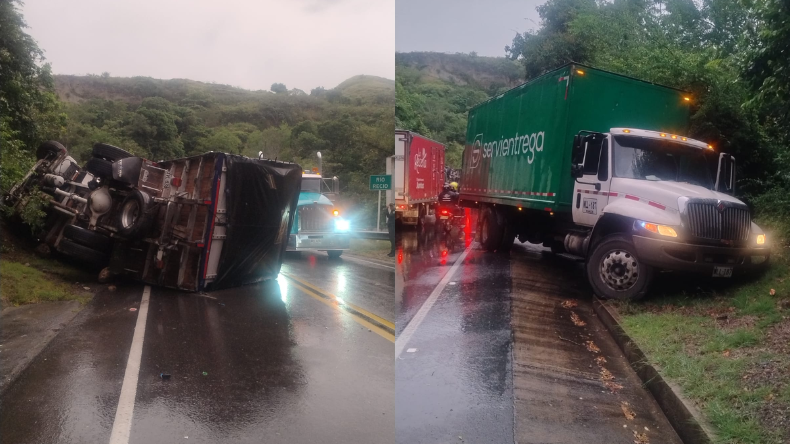 Tractocamión sufrió volcamiento lateral en la vía Venadillo – Lérida Tractocamión sufrió volcamiento lateral en la vía Venadillo – Lérida