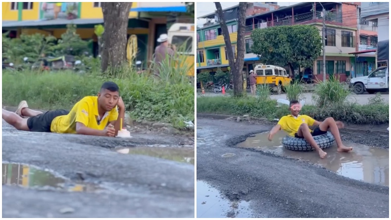 ‘El Bermu’ celebró el “cumpleaños” de los huecos en la comuna 8 de Ibagué ‘El Bermu’ celebró el “cumpleaños” de los huecos en la comuna 8 de Ibagué