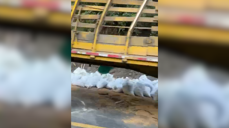 Volcamiento de camión causa trancón de horas entre Ibagué y Cajamarca Volcamiento de camión causa trancón de horas entre Ibagué y Cajamarca