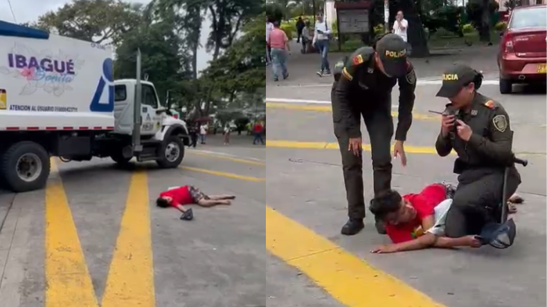 Habitante de calle se durmió en la mitad de una vía del centro de Ibagué Habitante de calle se durmió en la mitad de una vía del centro de Ibagué